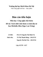 Tách chiết tinh dầu từ hoa ngọc lan trắng