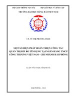Một số biện pháp hoàn thiện công tác quản trị rủi ro tín dụng tại ngân hàng TMCP công thương việt nam  chi nhánh hải phòng 