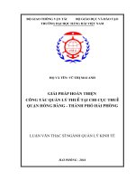 Giải pháp hoàn thiện công tác quản lý thuế tại chi cục thuế quận hồng bàng – thành phố hải phòng 