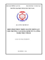 Các biện pháp phát triển nguồn nhân lực cho trường cao đẳng kinh tế và công nghệ thực phẩm 