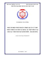 Một số biện pháp hoàn thiện quản lý thu thuế theo cơ chế tự khai, tự nộp thuế tại chi cục thuế huyện kinh môn   hải dương 