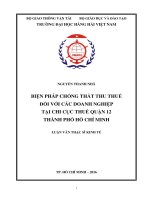 Biện pháp chống thất thu thuế đối với DN tại chi cục thuế quận 12, thành phố hồ chí minh 