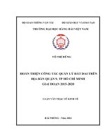 Hoàn thiện công tác quản lý đất đai trên địa bàn quận 9 – TP HCM giai đoạn 2015 2020 