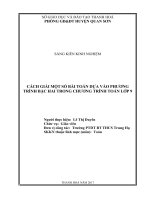 Cách giải một số bài toán dựa vào phương trình bậc hai trong chương trình toán lớp 9 