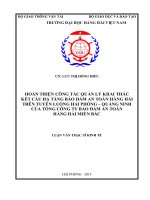 Hoàn thiện công tác quản lý khai thác kết cấu hạ tầng bảo đảm an toàn hàng hải trên tuyến luồng hải phòng – quảng ninh của tổng công ty bảo đảm an toàn hàng hải miền bắc 