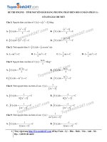 ĐỀ THI ONLINE – TÍNH NGUYÊN HÀM BẰNG PHƯƠNG PHÁP BIẾN ĐỔI CƠ BẢN