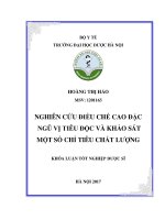 Nghiên cứu điều chế cao đặc ngũ vị tiêu độc và khảo sát một số chỉ tiêu chất lượng 