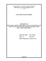 Khắc phục những khó khăn và sai lầm thường gặp trong giải toán chủ đề giới hạn cho học sinh trung học phổ thông 