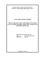 Rèn kĩ năng viết đoạn văn nghị luận xã hội cho học sinh lớp 12 trong kì thi THPT quốc gia 