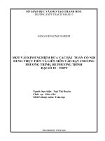 Một vài kinh nghiệm đưa các bài toán có nội dung thực tiễn và liên môn vào dạy chương phương trình, hệ phương trình đại số 10   thpt 