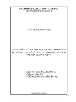 Phát triển tư duy hóa học cho học sinh lớp 12 ở trường THPT nông cống 2 thông qua giải bài tập hóa học về peptit  