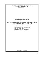 Xây dựng hệ thống công thức giải nhanh trắc nghiệm toán chương i giải tích 12  