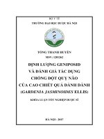 Định lượng geniposid và đánh giá tác dụng chống đột quỵ não của cao chiết quả dành dành ( gardenia jasminoides ellis) 