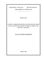 Vai trò của hiệp định thương mại song phương trong việc xây dựng quan hệ đối tác hợp tác chiến lược Việt Nam - Hàn Quốc