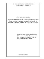 Một số kinh nghiệm đề nâng cao chất lượng học tin học cho học sinh yếu kém lớp 11 khi học chương IV   kiểu dữ liệu có cấu trúc 