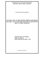Giáo dục bảo vệ môi trường không khí trong dạy học vật lý cho học sinh lớp 10 tại trường THCS và THPT nghi sơn 