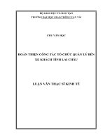 Hoàn thiện công tác tổ chức quản lý bến xe khách tỉnh Lai Châu