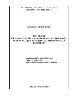 Kỹ năng phân tích và giải nhanh bài toán điện phân dung dịch bằng phương pháp bảo toàn electron hóa vô cơ lớp 12 THPT 
