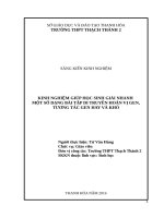 Kinh nghiệm giúp học sinh giải nhanh một số dạng bài tập di truyền hoán vị gen, tương tác gen hay và khó 