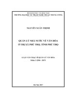 Quản lý nhà nước về văn hóa ở thị xã phú thọ, tỉnh phú thọ 