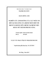 Nghiên cứu ảnh hưởng của các các nhân tố đến sự hài lòng của bệnh nhân đối với dịch vụ khám chữa bệnh tại bệnh viện Hoàn Mỹ Đà Nẵng PART 1 (full)