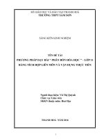 Phương pháp dạy bài phân bón hóa học  lớp 11 bằng tích hợp liên môn và vận dụng thực tiễn  