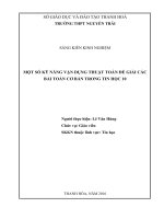 Một số kỹ năng vận dụng thuật toán để giải các bài toán cơ bản trong tin học 10 THPT  