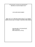 Hiệu quả của phương pháp thảo luận nhóm trong giảng dạy tin học ở trường phổ thông 