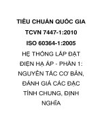 HỆ THỐNG LẮP ĐẶT ĐIỆN HẠ ÁP - PHẦN 1: NGUYÊN TẮC CƠ BẢN, ĐÁNH GIÁ CÁC ĐẶC TÍNH CHUNG, ĐỊNH NGHĨA
