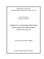 NGHIÊN cứu vận HÀNH hệ THỐNG điện NĂNG LƯỢNG mặt TRỜI tại điểm CÔNG SUẤT cực đại 