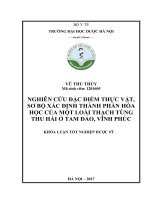 Nghiên cứu đặc điểm thực vật, sơ bộ xác định thành phần hóa học của một số loài thạch tùng thu hái ở tam đảo, vĩnh phúc 