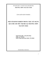 Một số kinh nghiệm trong xây dựng quy chế chi tiêu nội bộ ở trường THPT nguyễn trãi 