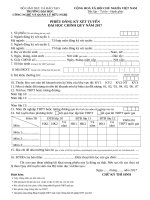 Phiếu đăng ký xét tuyển Đại học chính quy