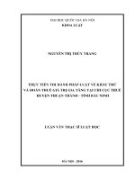 Thực tiễn thi hành pháp luật về khấu trừ và hoàn thuế giá trị gia tăng tại chi cục thuế huyện thuận thành   tỉnh bắc ninh 