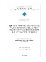 TẬN DỤNG CHẤT THẢI AO NUÔI CÁ TRA VÀ XÁC BÃ THỰC VẬT ĐỂ SẢN XUẤT PHÂN HỮU CƠ VI SINH CHO CANH TÁC RAU AN TOÀN TỈNH VĨNH LONG