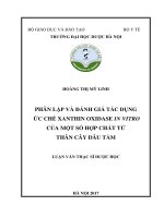 Phân lập và đánh giá tác dụng ức chế xanthin oxidase in vitro của một số hợp chất từ thân cây dâu tằm 
