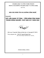 VẬT LIỆU NANO TỪ TÍNH – TIỀM NĂNG ỨNG DỤNG TRONG NÔNG NGHIỆP, THỦY SẢN VÀ Y SINH HỌC