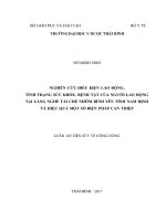Nghiên cứu điều kiện lao động, tình trạng sức khỏe bệnh tật của người lao động tại làng nghề tái chế nhôm Bình Yên tỉnh Nam Định và hiệu quả một số biện pháp can thiệp (FULL TEXT)