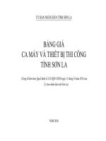 BẢNG GIÁ CA MÁY VÀ THIẾT BỊ THI CÔNG TỈNH SƠN LA