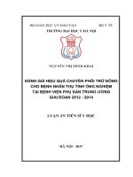 Đánh giá hiệu quả chuyển phôi trữ đông cho bệnh nhân thụ tinh ống nghiệm tại bệnh viện phụ sản trung ương giai đoạn 2012 2014