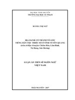 Địa danh có thành tố gốc tiếng dân tộc thiểu số ở tỉnh tuyên quang (trên cứ liệu 4 huyện chiêm hóa, lâm bình, nà hang, sơn dương)