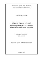 Sử dụng tài liệu lưu trữ trong hoạt động của cơ quan hành chính nhà nước Việt Nam (tt)