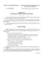 NGHỊ QUYẾT ĐẠI HỘI ĐỒNG CỔ ĐÔNG THƯỜNG NIÊN 2009