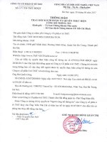 Thông báo thay đổi người được ủy quyền thực hiện công bố thông tin