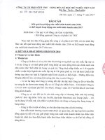 9. Báo cáo của Ban Tổng giám đốc về kết quả sản xuất kinh doanh năm 2016 và kế hoạch hoạt động sản xuất kinh doanh năm 2017,