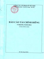 BCTC rieng quy 3 2014 truoc kiem toan