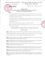 Dự thảo nghị quyết Đại hội đồng cổ đông thường niên năm 2016