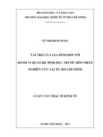 Vai trò của gia đình đối với hành vi quan hệ tình dục trước hôn nhân nghiên cứu tại tp  hồ chí minh 