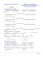 Đề kiểm tra 1 tiết Đại số và Giải tích 11 Chương 1 (lượng giác) trường THPT Nguyễn Duy Thì – Vĩnh Phúc 