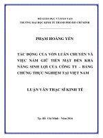 Tác động của vốn luân chuyển và việc nắm giữ tiền mặt đến khả năng sinh lợi của công ty – bằng chứng thực nghiệm tại việt nam 